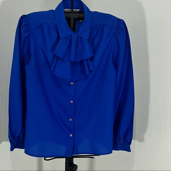 the Wyndham collection Tops - Vintage royal Blue Career Button Down Silky Blouse